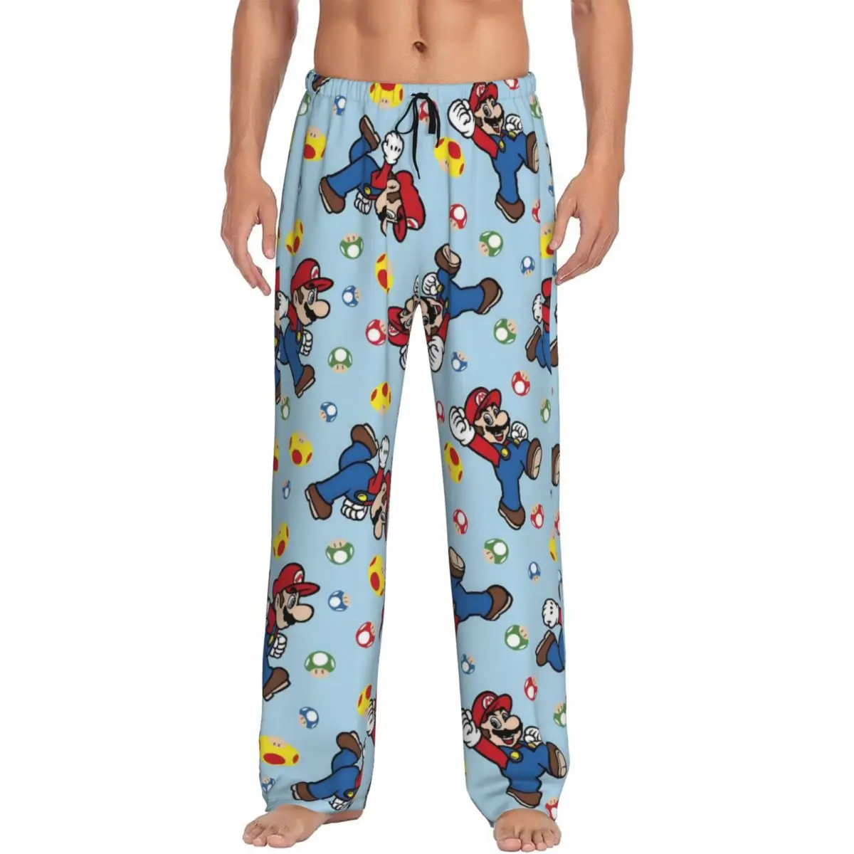 

Изготовленные на заказ пижамные штаны M-Marioed, одежда для сна для мужчин, эластичный пояс, штаны для сна для видеоигр с карманами