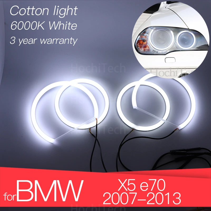 3 Years Warranty Hight Quality LED Angel Eyes Kit Cotton White Ring For BMW X5 E70 2007 2008 2009 2010 2011 2012 2013