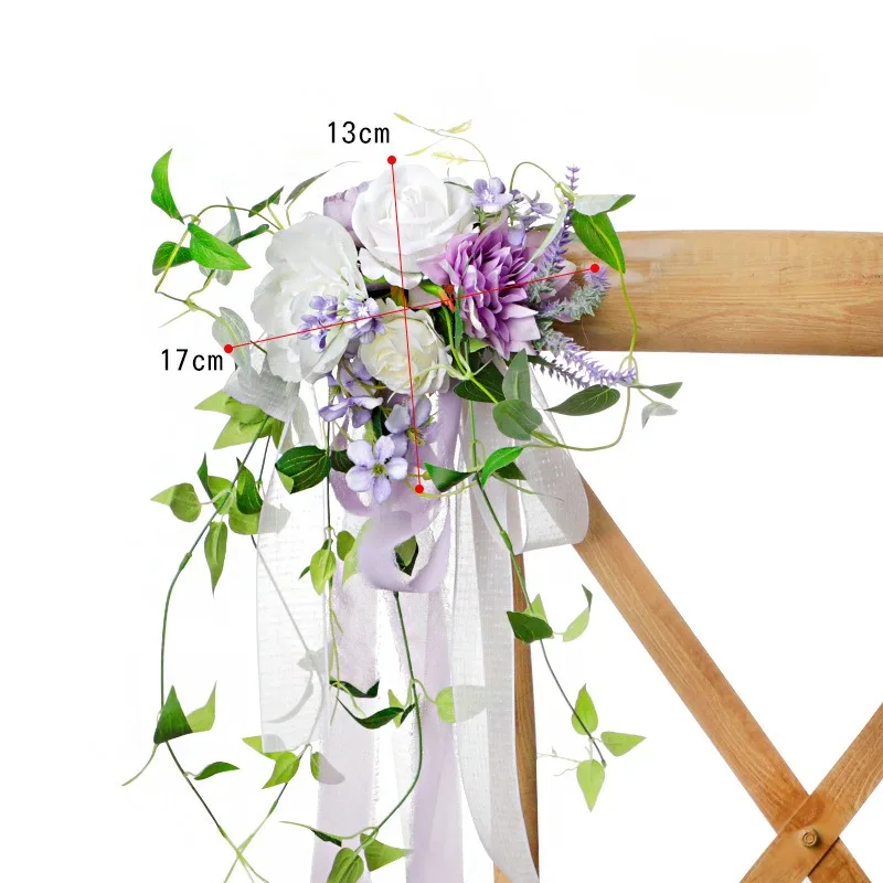 Simulated Chair Back Flower Wedding Photography Props Hotel Chair Back Flower Outdoor Wedding Church Chair Decoration Flower