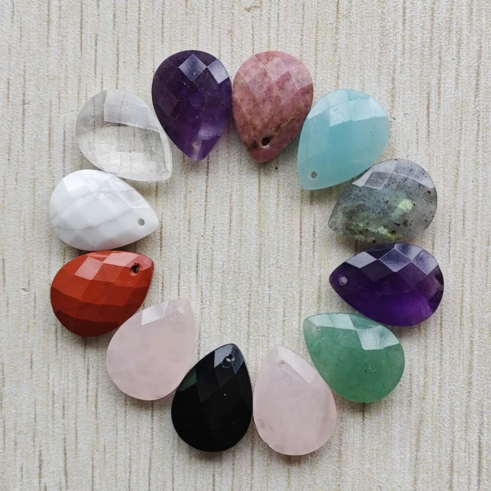 

Fashion good quality Mix Natural Stone faceted Teardrop Charms Pendants For jewelry accessories making 12pcs/Lot Wholesale Free