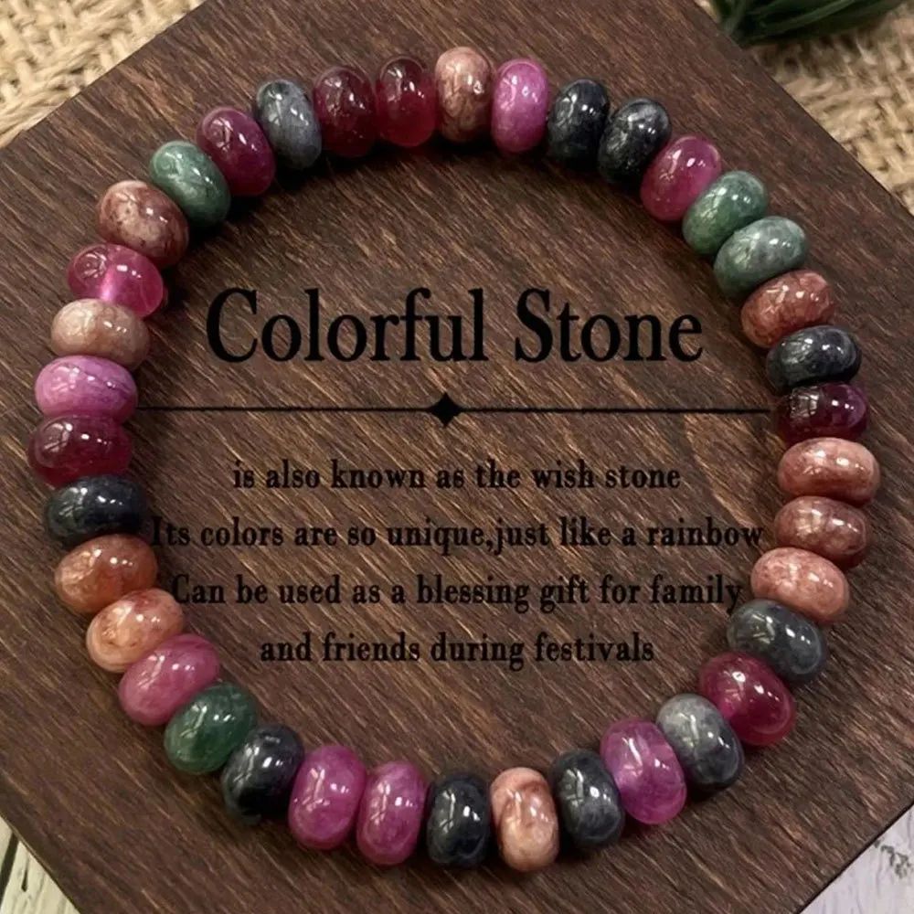 Money Wealth Dragon Vein Agate Bracelet Purple Green Rondelle Bead Stretch Bracelet Career Success Protection Popularity Crystal Jewelry