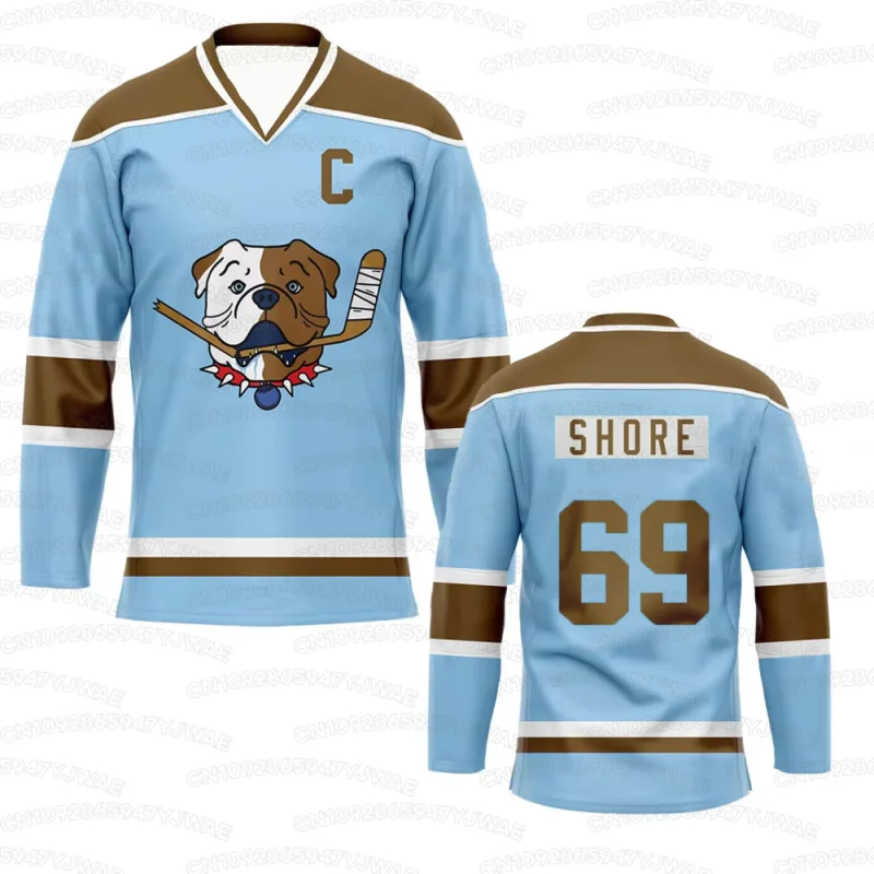 Herren Damen Shoresy Shore 69 Sudbury Blueberry Bulldogs Jersey Merch Hockey Top Lustiges Geschenk Langarm V-Ausschnitt T-Shirt – Detail 4