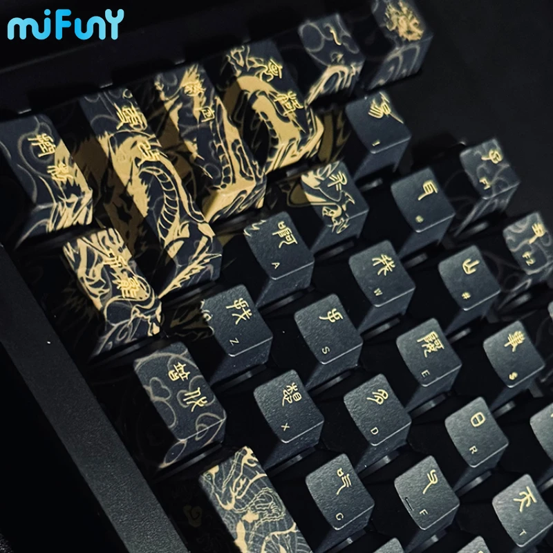 Imagem -04 - Conjunto de Keycap Mifuny Artisan 151 Chaves Dragão Phoenix Pbt Perfil Cereja Anime Keycaps para Teclado Mecânico Presente