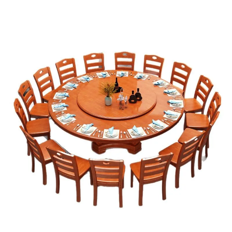 

Комбинация обеденного стола из цельного дерева, китайский круглый обеденный стол для дома, 10 человек с поворотным столом