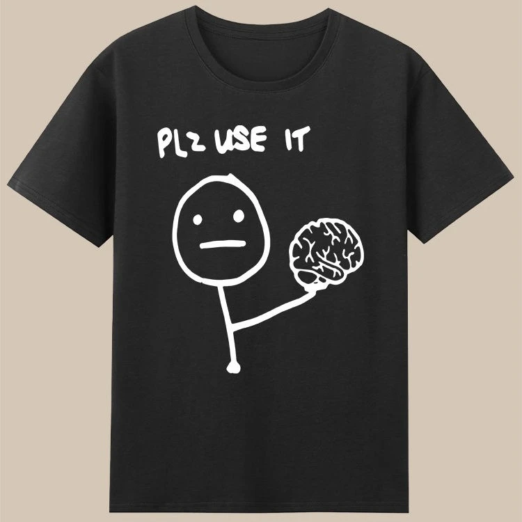 

2025 Einstein's Brain PLZ Use It Student Landing Fun Abstract New Short Sleeved T-shirt Clothes Unisex