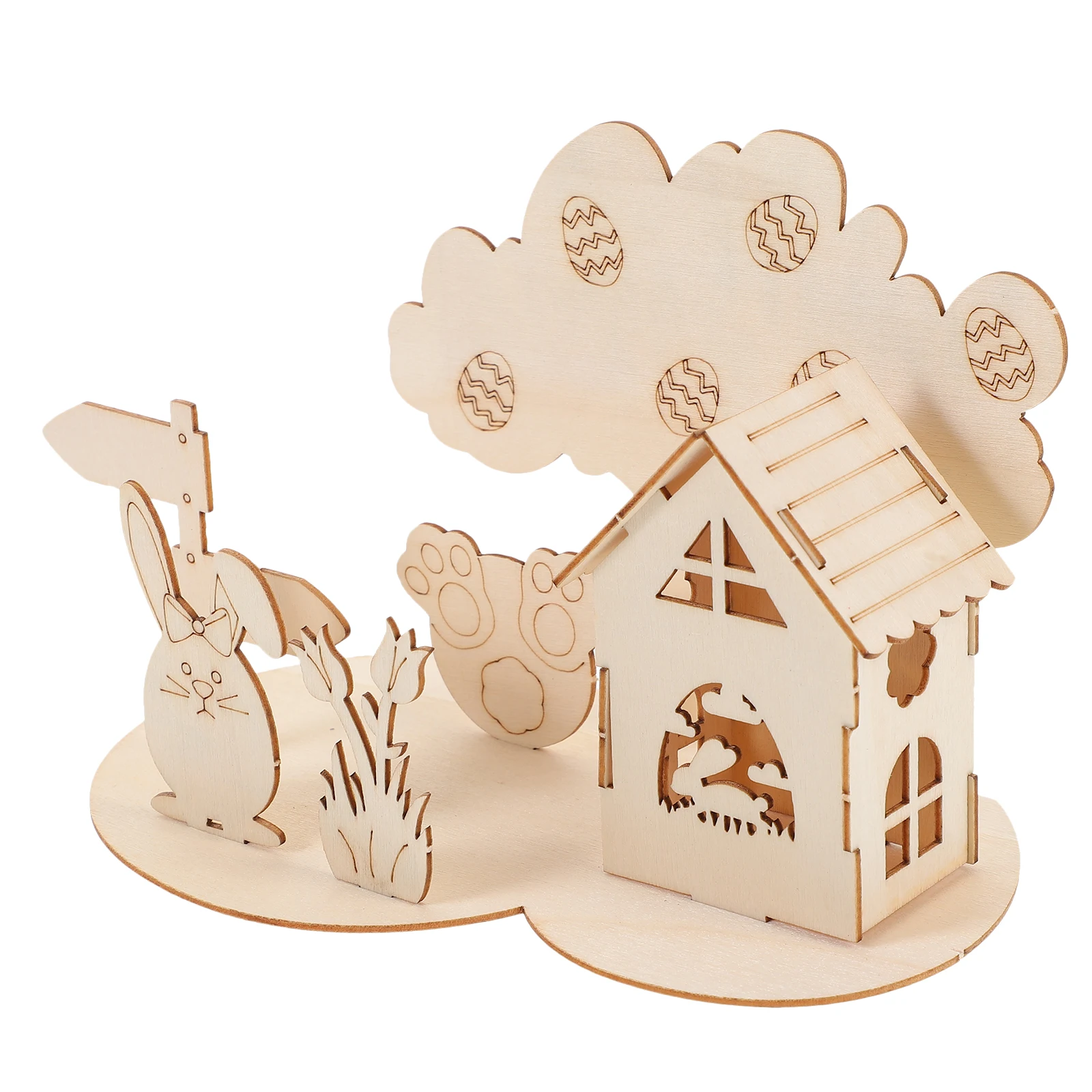 

Easter 3D Puzzle Rabbit Wood Toy Puzzles for Toddlers DIY Assembly Kids Educational Skills Promoting Safe Design
