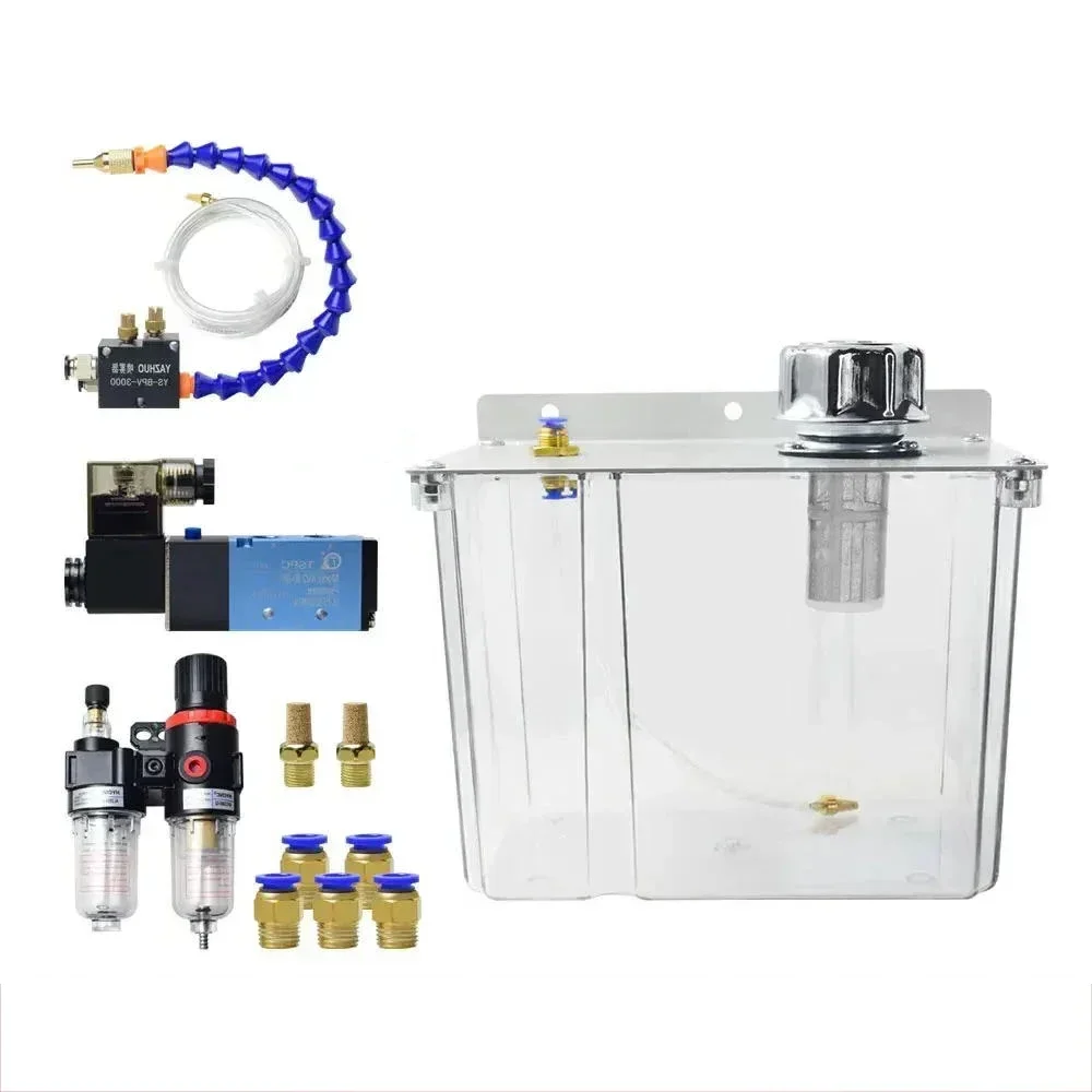 

CNC Machine Tool Pneumatic Sprayer Water Pipe Oil Pump Lubrication System Low Pressure Water Spray Transparent 3L Oil Tank