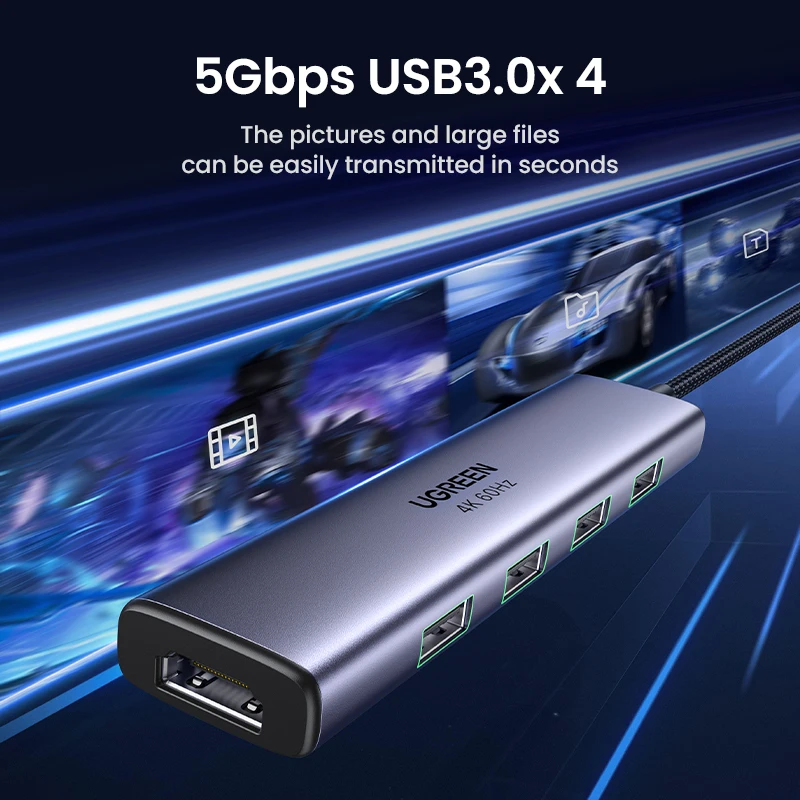 USB-концентратор UGREEN, 4K, 0 Гц, Type-C на HDMI 2,0, USB 3,0, адаптер для MacBook Pro Air M2 M1, адаптер для ПК, ноутбука, аксессуары,