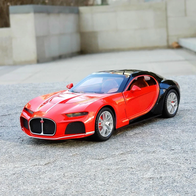 1:24 نموذج سيارة رياضية من سبيكة أتلانتيك Diecasts لعبة معدنية مركبات نموذج سيارة محاكاة مجموعة ضوء الصوت هدايا للأطفال