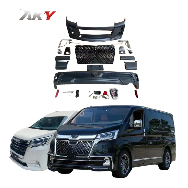 

New val 2025 for Toyo-ta Hiace 2019-2022 Upgrade to Wald Grille Style Bumpers Diffuser for Super Granace