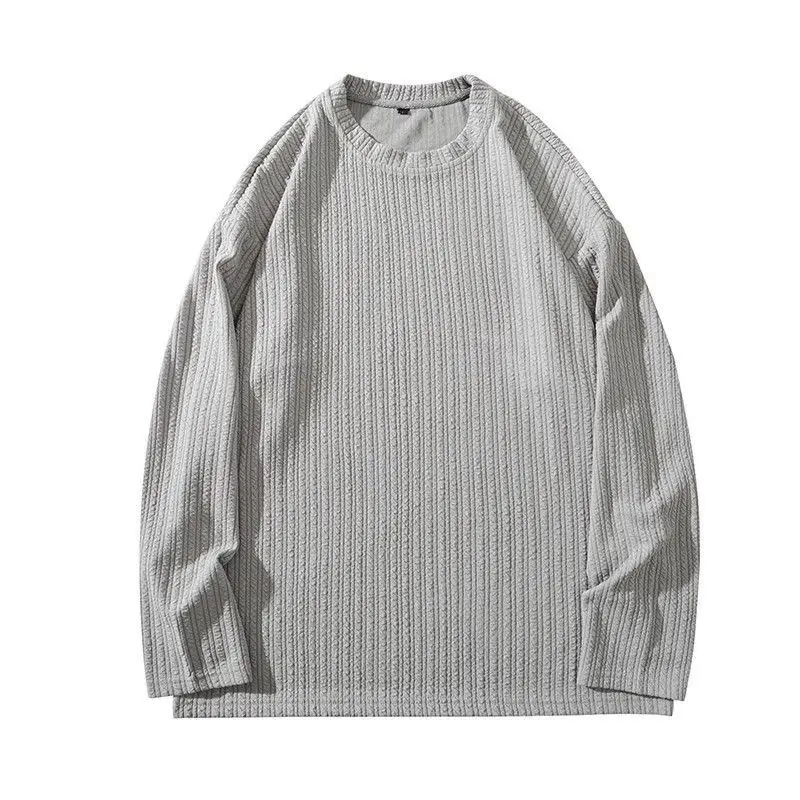 Men's Textured Long Sleeve T-Shirt Casual Slim Fit Base Layer Top Trendy Solid Color Thermal Undershirt for Autumn Winter