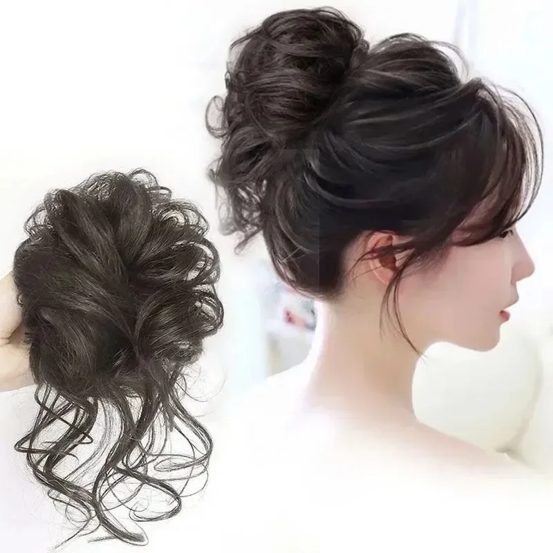 Lazy Grab Clip Flower Ball Head Female Natural Fluffy Long Hair Package Wig Set Horsetail Wig Circle Clip synthetic