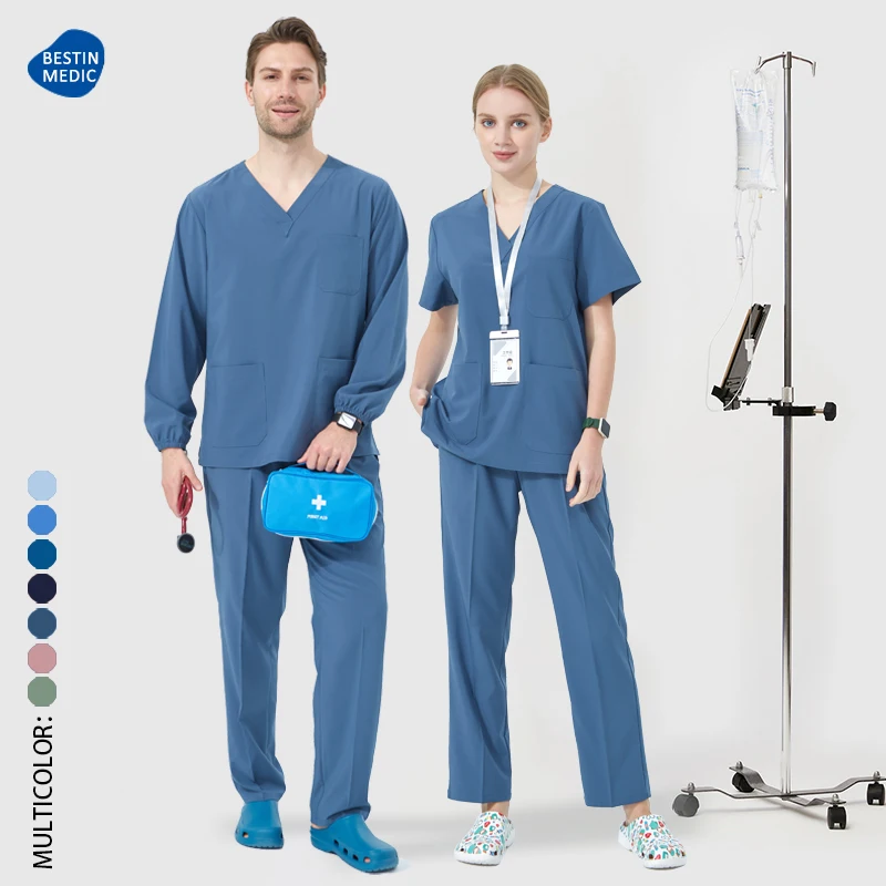 UltraAir™ Surgical Uniforms Hospital Nurse Scrub Set 3-Pocket Top 2-Pocket Pant Doctor Working Clothes Soft Quick Dry  S01