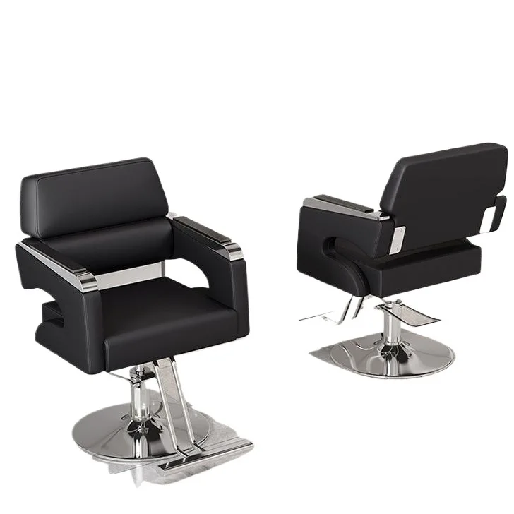 

#High-end luxury salon hair chair, the hair salon uses black PU leather adjustable hair barber chair