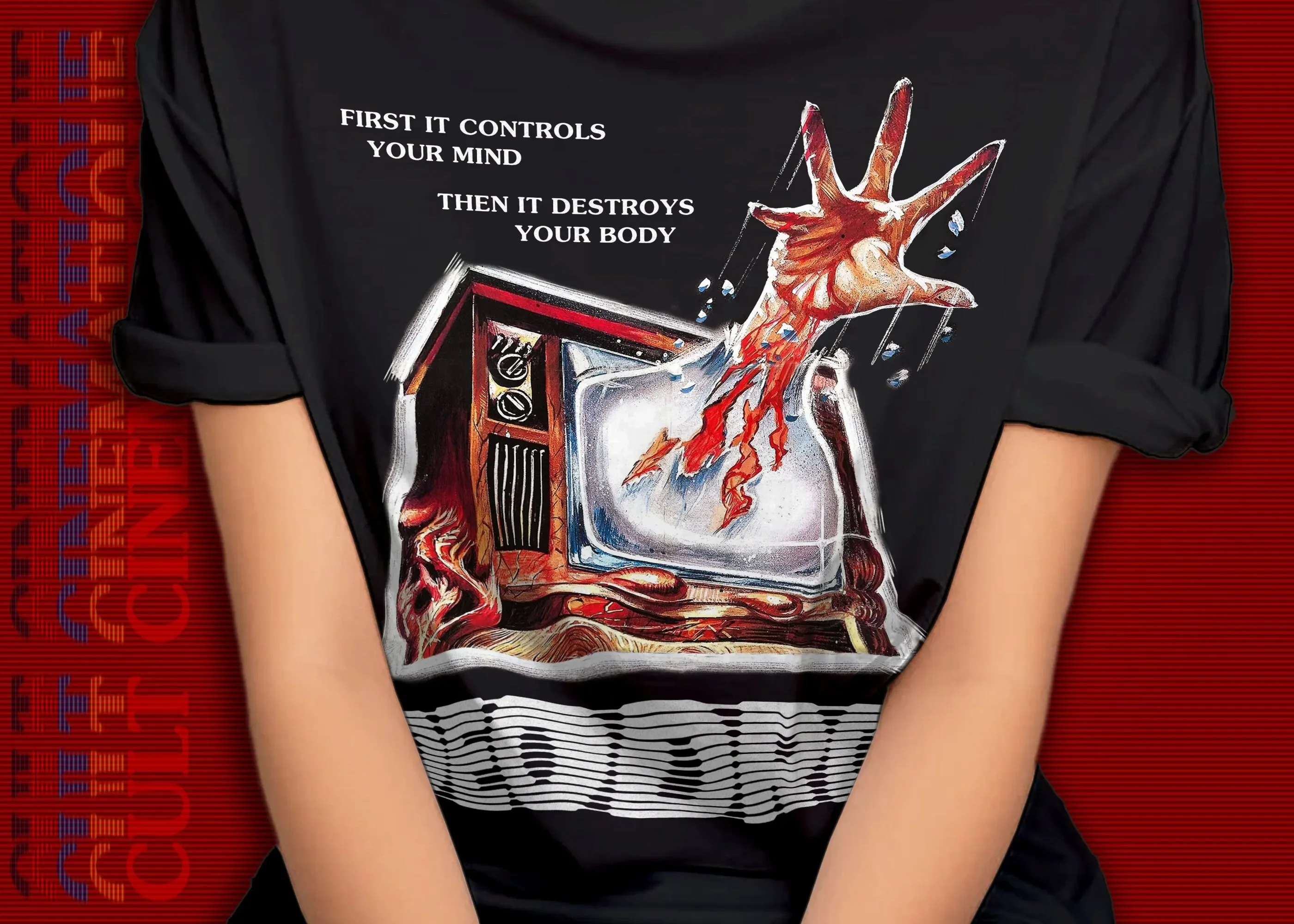 Videodrome David Cronenberg T Shirt Vintage Gregg Araki Danzig Klaus Kinski Civic Tv Prop Sonatine Video Drome