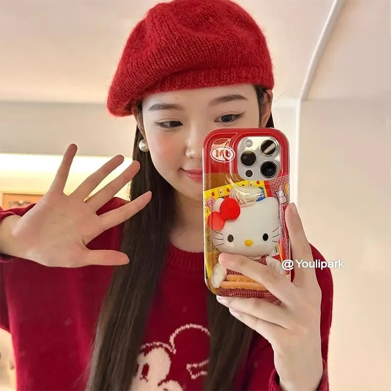 Kawaii Sanrio Hello Kitty Bow Cute Cartoon Phone Case For iPhone 16 15 14 13 12 11 ProMax XR XS 7 8Plus Drop Cover Girls Y2k New