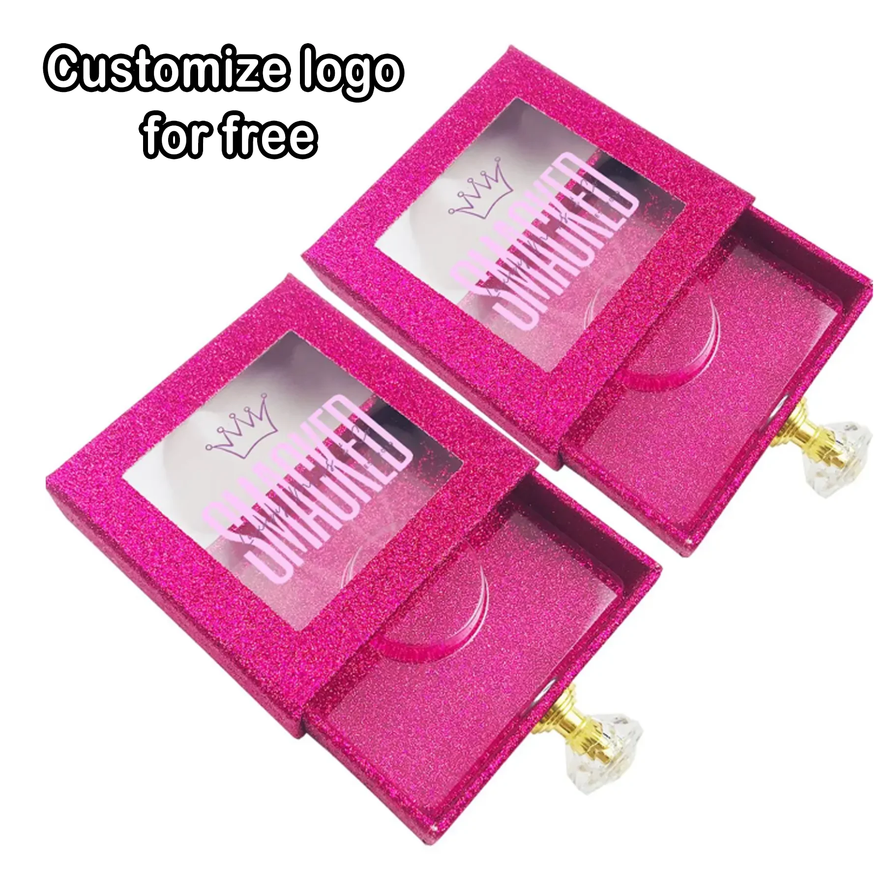 Eyelashes  Handle Box Custom Logo For Free Brand Makeup Tools Wholesale Lashes Boxes Package With Tray Lash Packaging in Bulk