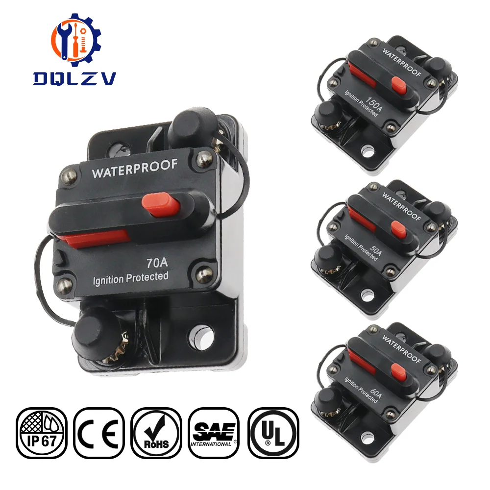 30A-300A Fuse 12V Circuit Breaker 12V Trolling with Manual Reset Fuse Car Boat Manual Power Protect for Audio System Car 48VDC