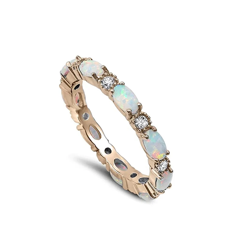 عالية الجودة كريستال الزركون خواتم الزفاف الخطبة مطلية بالذهب البيضاوي أوبال الخلود الدائري للنساء