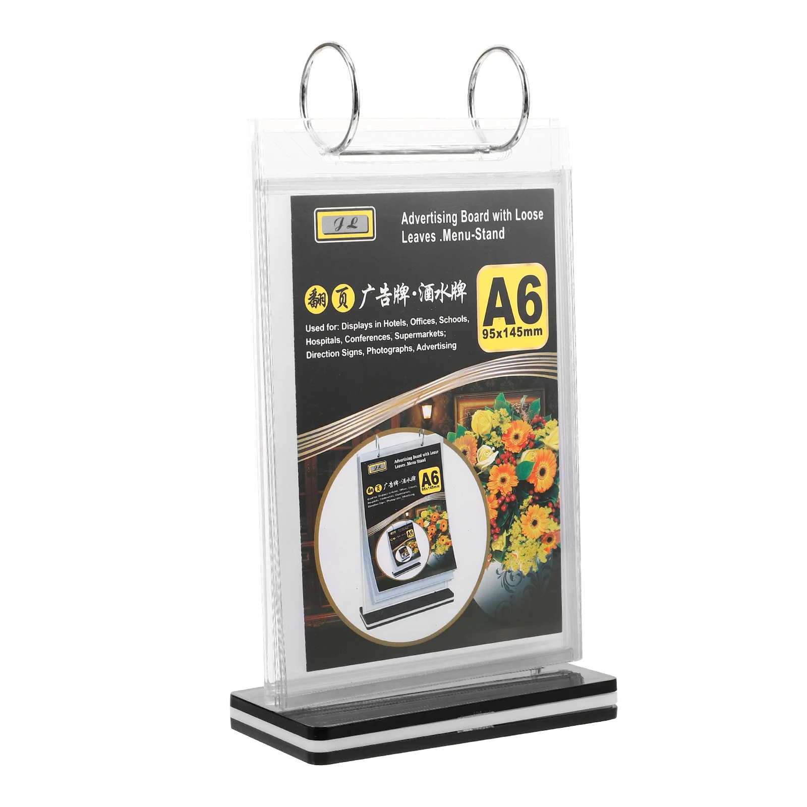 Porte-menu en acrylique pour carte de bureau à rabat, dossier en plastique transparent, présentoir de prix, base de support de prix de supermarché