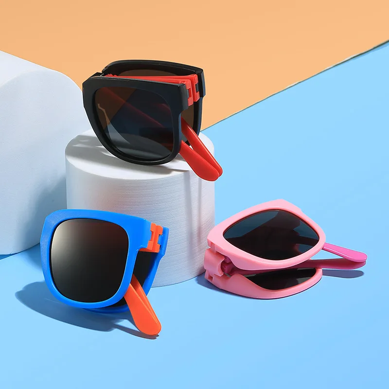 Folding Fashionable UV Resistant Baby Sunglasses New Box Art Children's Glasses Trend