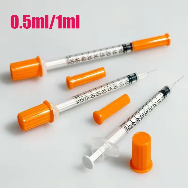 Disposable Plastic Syringe With Scale 0.5ml 1ml Graduated Needle Tube For Insulin Pigment Liquid Ink Dispensing Supply