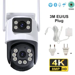 Telecamera PTZ Wifi esterna da 8MP Doppia lente Doppio schermo AI Tracciamento automatico Telecamera di videosorveglianza IP CCTV Audio bidirezionale