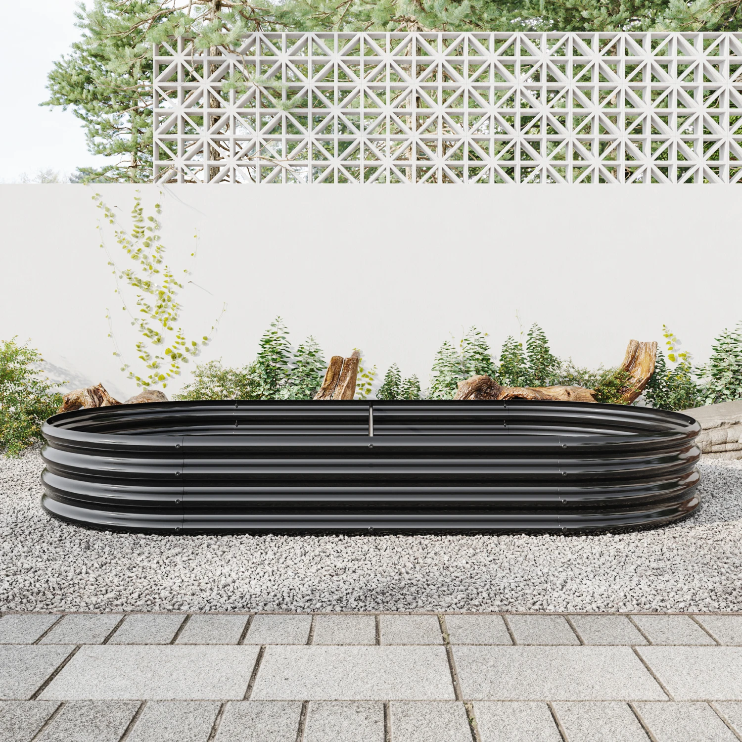 

Raised Garden Bed Outdoor, Oval Large Metal Raised Planter Bed for for Plants, Vegetables, and Flowers - Black