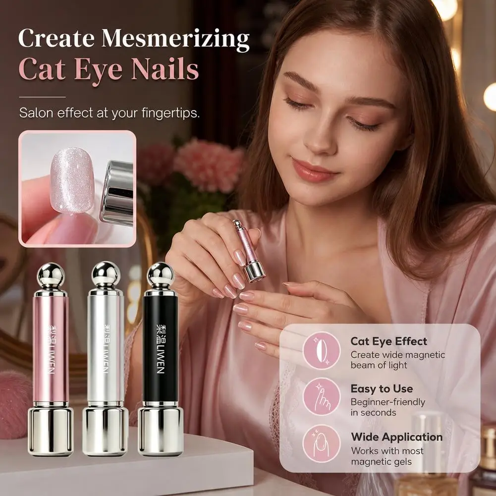 1pc Nail Cat Eye Magnetic Ball Cylindrical Magnet Double Head Nail Magnet Round Steel Ball Magnet Cat Eye Nail Art Tool 2026 New