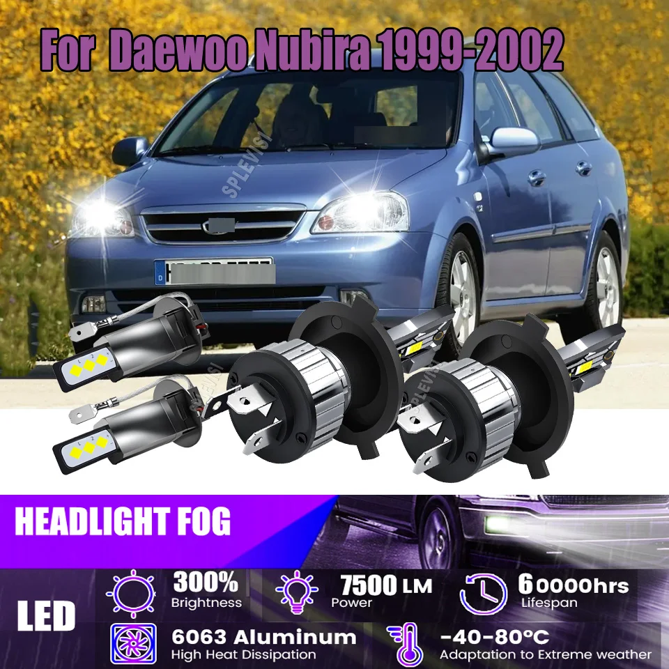 

H4 9003 HB2 Светодиодные белые лампы для фар CSP Быстрая установка H3 Противотуманные фары для Daewoo Nubira 1999 2000 2001 2002