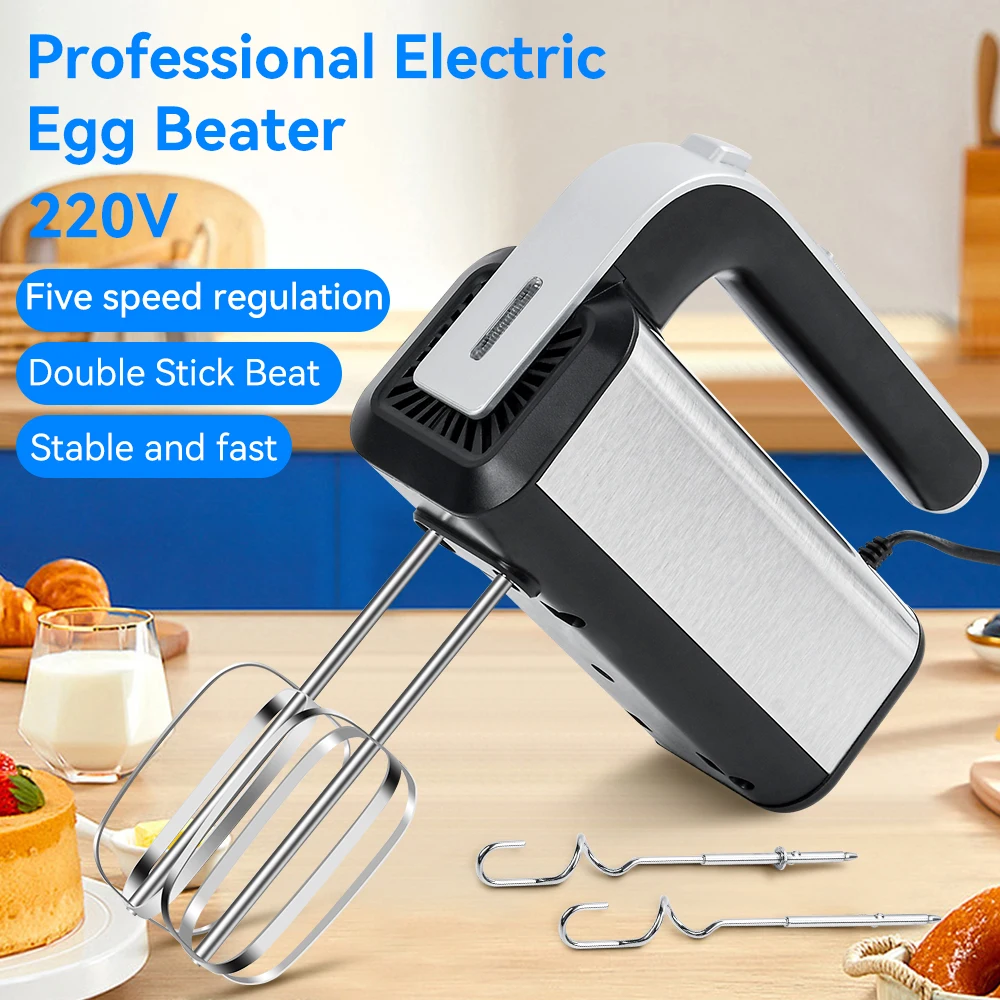 

300W Electric Egg Beater Hand-held Food Mixer 5 Speed Spiral Dough Whisk Cream Mixer For Household Kitchen Baking Cooking Tools