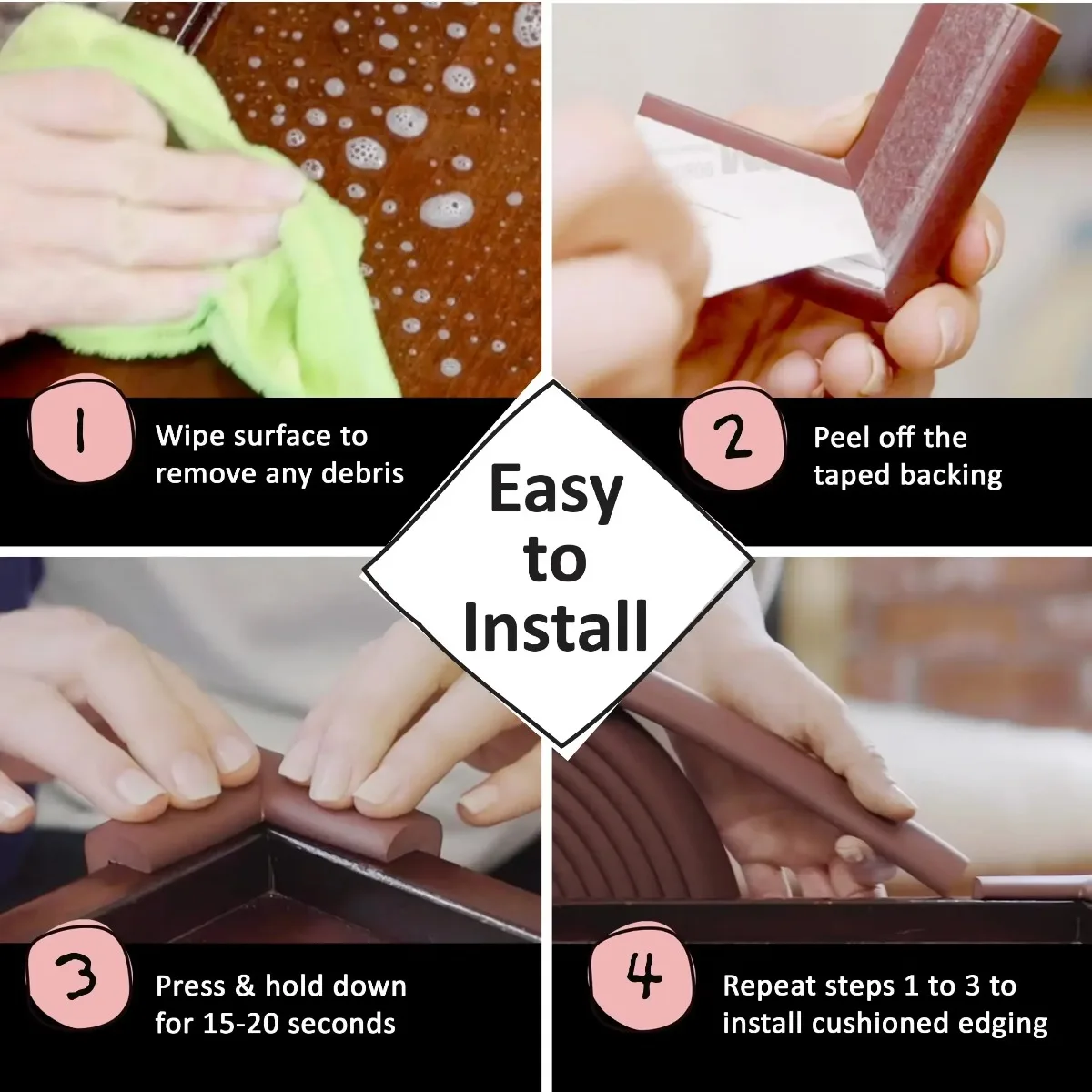 5m Edge Corner Protector Baby Proofing Heavy-Duty Soft NBR Rubber Foam Furniture Fireplace Safety Bumper Guard 3M Adhesive