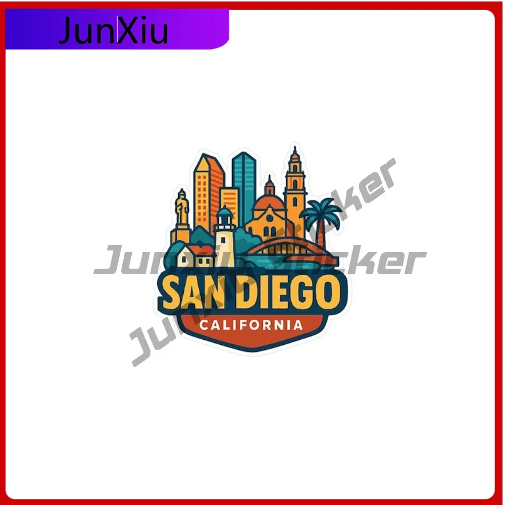 

San Diego California Anti Scratch Exterior Sticker Vinyl Die-cut Decal City Skyline Landmark Design Car Decoration Vintage Stick