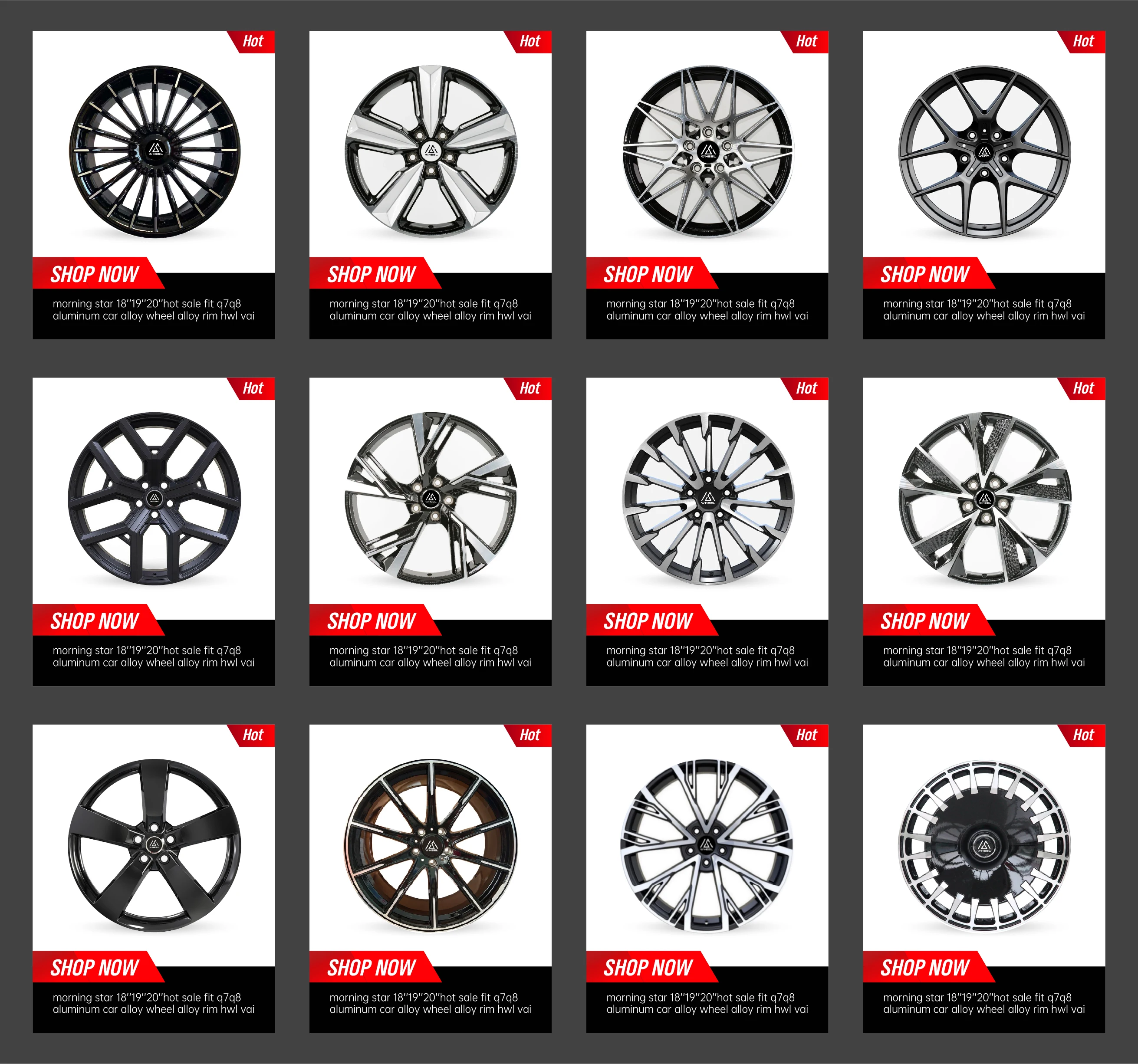 Morning Star 16 17 18 19 20 21 22 23 24 inch Casting Forged Flow Forming Aluminum mags alloy rim 16 inch car wheels