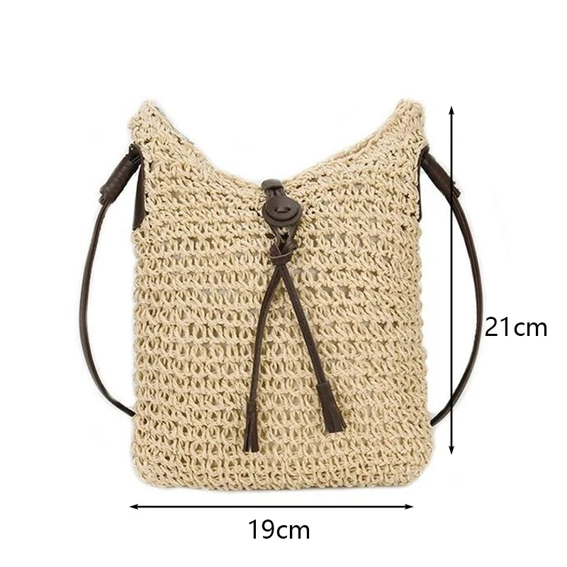 Travel Female Shoulder Tote Beach Rattan Bag Hand Woven Straw Bag Bohemian Summer Beach Handbag Wicker Crossbody Bag bolsos