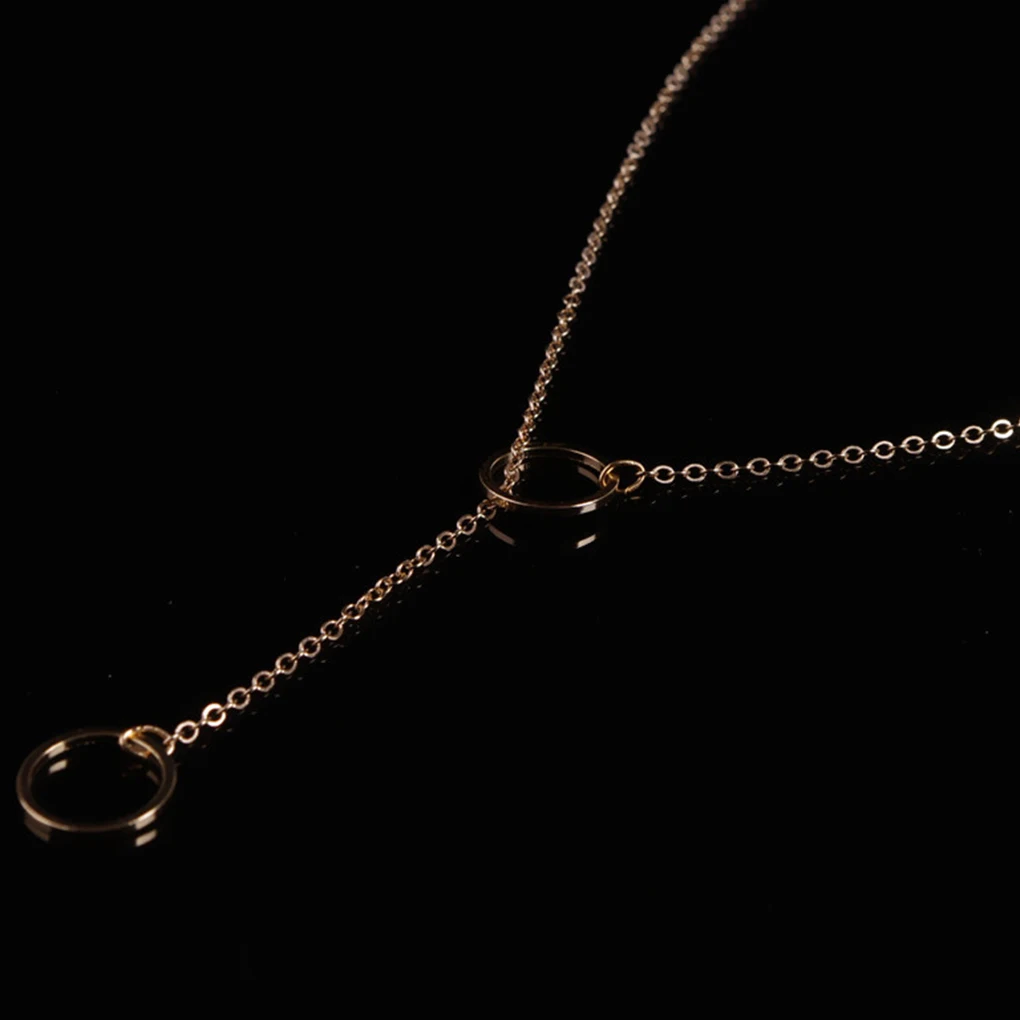 Necklace Double Circle Lariat Pedant Long Tussle Alloy Clavicle Chain Stylish Women Jewelry