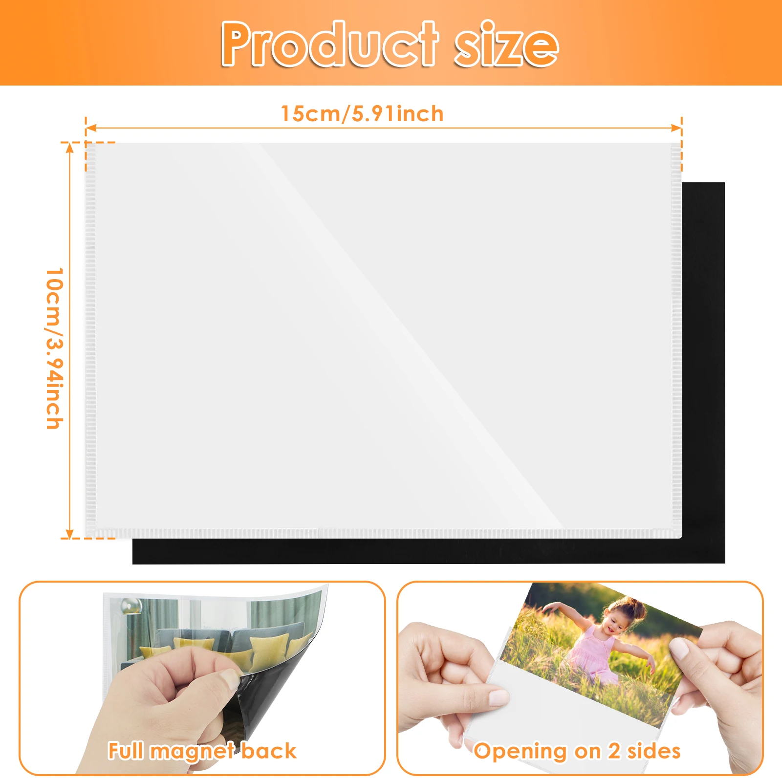 12/24Pcs Magnetic Picture Frames 4x6 Inch Magnetic Photo Pocket with White Border PVC Photo Frame Reusable Magnetic Sign Holder