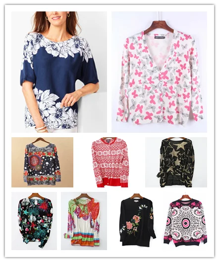 Foreign trade Spanish autumn and winter print soft base warm long sleeve sweater knit