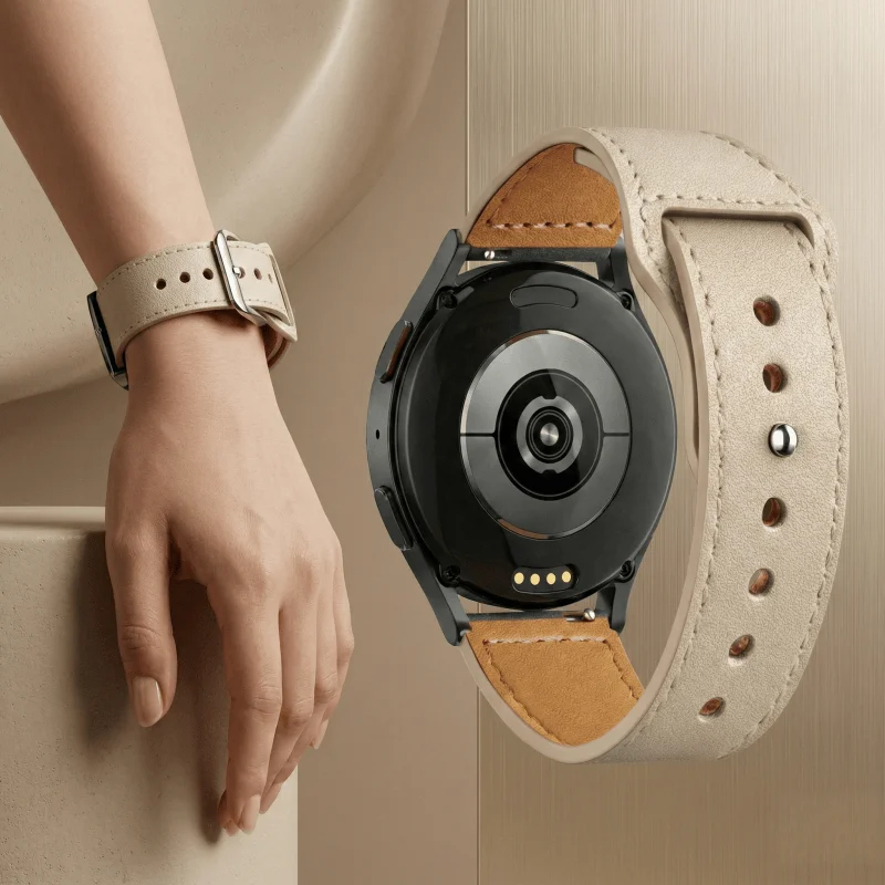 20mm 22mm Lederarmband für Samsung Galaxy Watch 7/FE/5 Pro/4 6/Classic 40 44mm Armband Correa Huawei Watch GT 2/3/4/5 Armband