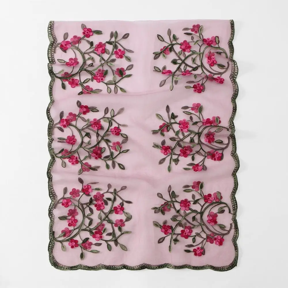 

Модный женский шарф-шаль с вышивкой цветов, дышащий, пылезащитный, длинный, для защиты от солнца, весна-лето