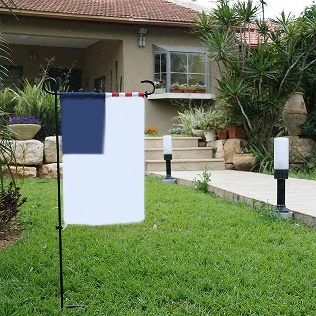A98E-Garden Flag Stand Metal Garden Flag Pole Holder With Garden Flag Stopper Anti-Wind Clip For Outdoor Decorative Yard Flag
