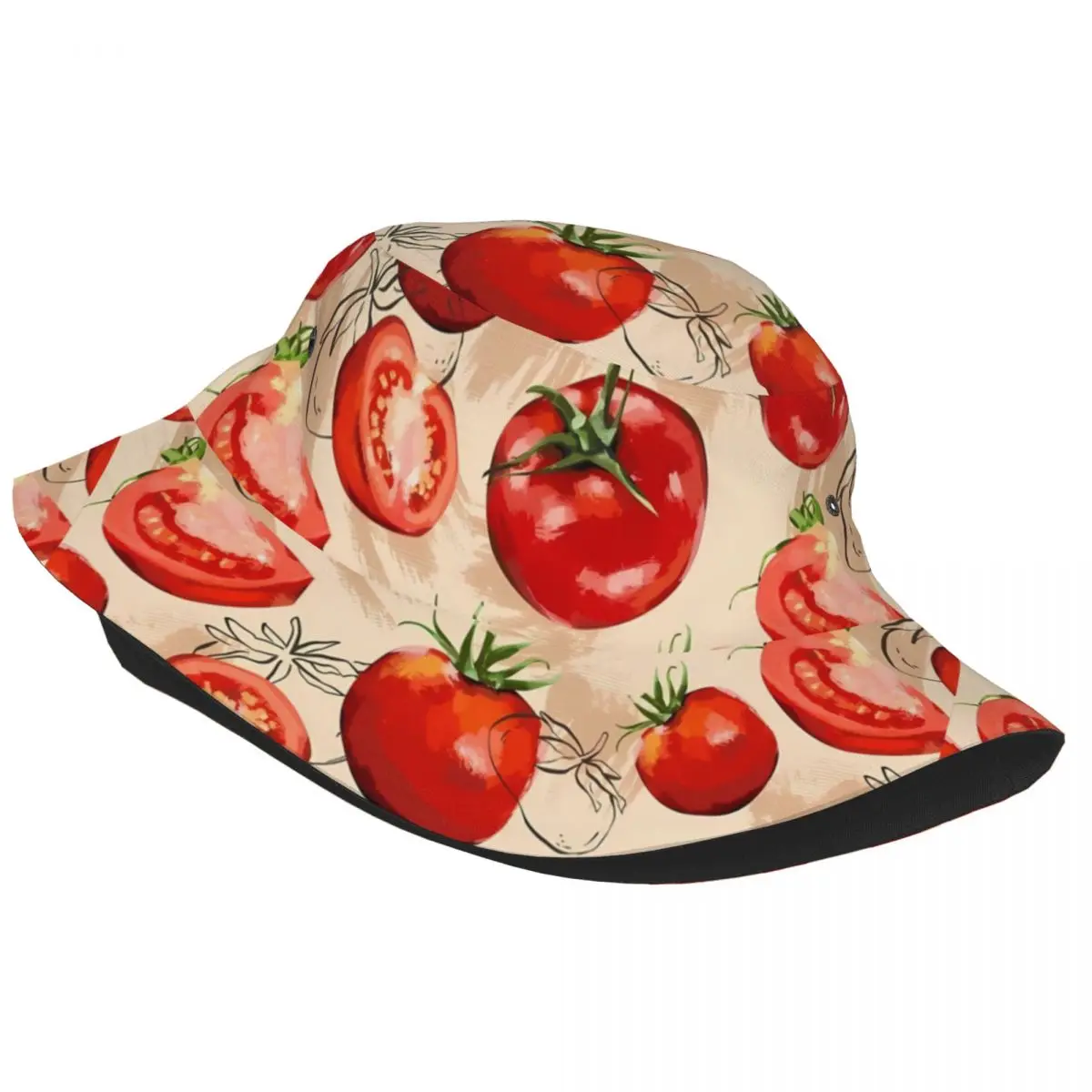 Tomato Bucket Hat Spring Cute Pattern Trendy Fisherman Hats For Couple Personality Travel Hiking Caps Outdoor Printed Visor Hats