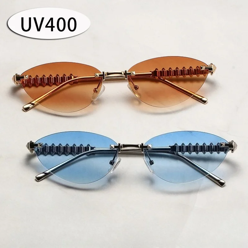 

2025 INS Fashion Cat Eye Sunglasses Men and Women Metal Rivet Leg Sun Glasses Luxury Brand Outdoor Sports Eye Protection