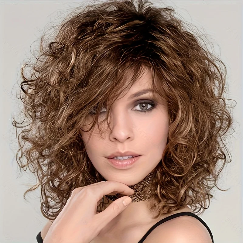 Women's wavy curly synthetic chemical fiber wig suitable for festivals, banquets, parties and gatherings