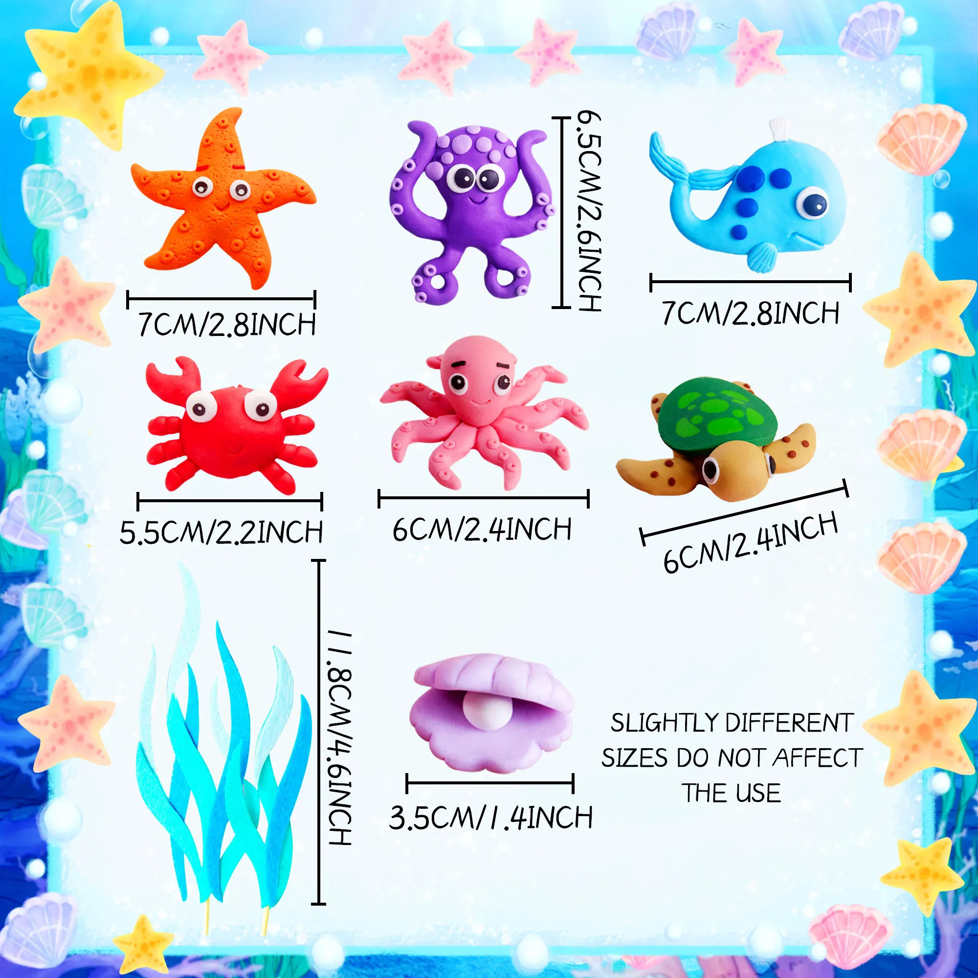 LaVenty Under the Sea Cake Toppers Ocean Animal Cupcake Toppers Ocean Sea Theme Gender Reveal Birthday Party Cake Decorations