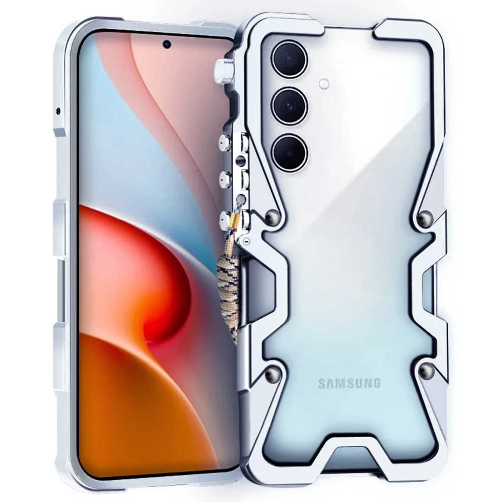 Novo! Estojos de alumínio à prova de choque para Samsung Galaxy, Metal Body Frame Shell, A35, A55, A72, A73, M15, M55