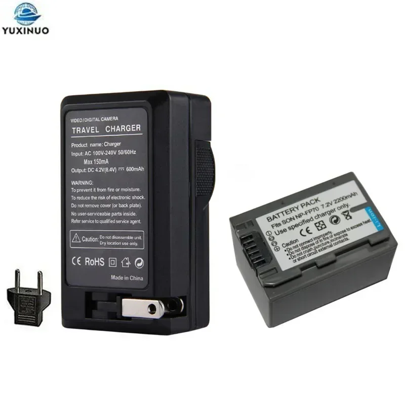 2200mAh NP-FP70 NPFP70 Battery + AC Charger For Sony NP-FP30 FP50 FP51 FP60 FP71 FP90 FP91 DVD92 DVD103 DCR-SX40 SX41 HDR-CX105