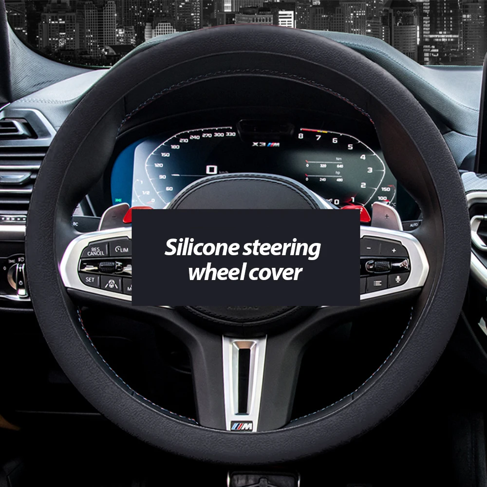 Universal Steering Wheel Cover Car Steering Wheel Handle Cover Anti-skid Wear-resistant All-season Silicone Steering Wheel