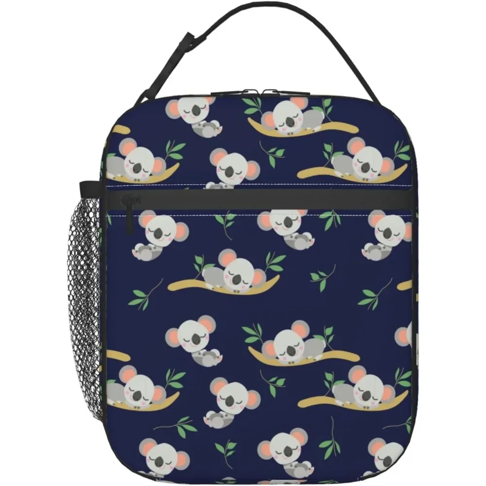 Koala En Palmblad Draagbare Lunchbox Met Zijzak Dieren Geïsoleerd Herbruikbare Lunch Draagtas Voor Vrouwen Mannen Werkschool