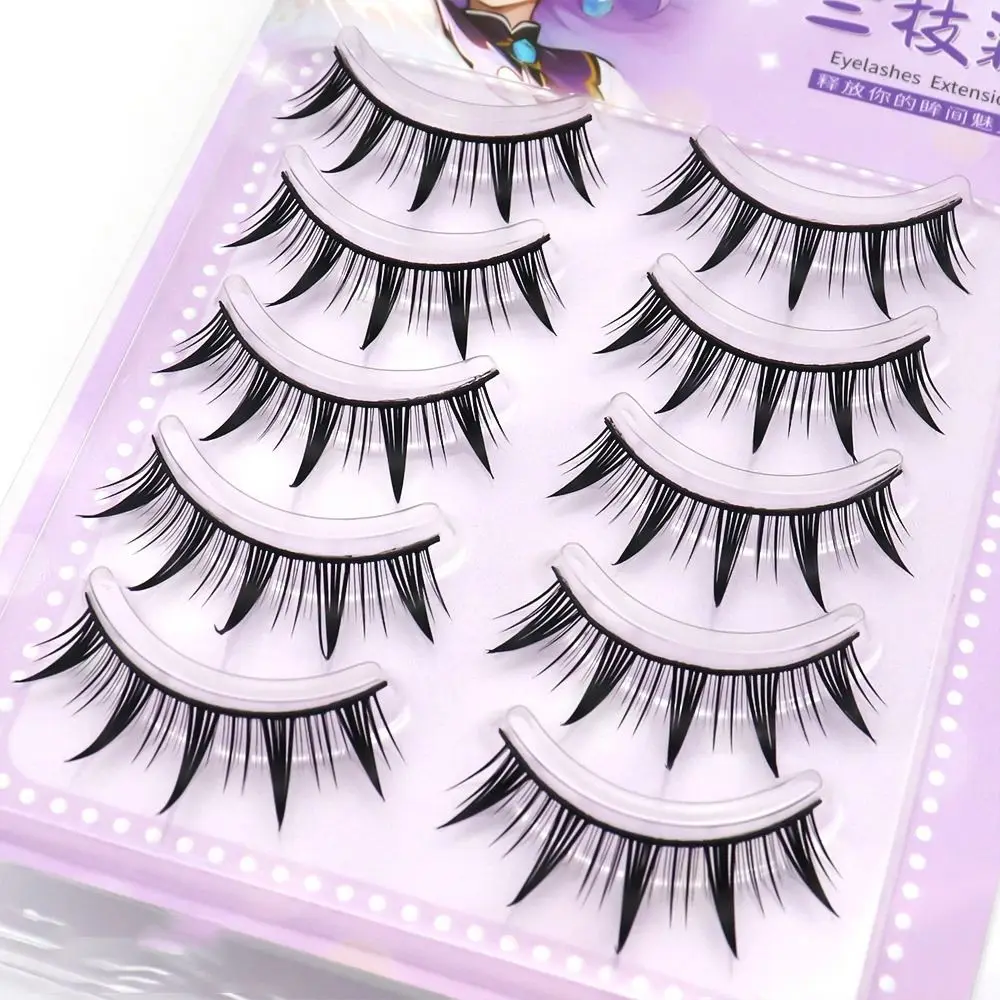 5 Pairs Spiky Fairy Lashes Natural Look Thai Style Makeup Manga Lashes Korean Japanese False Eyelashes Women